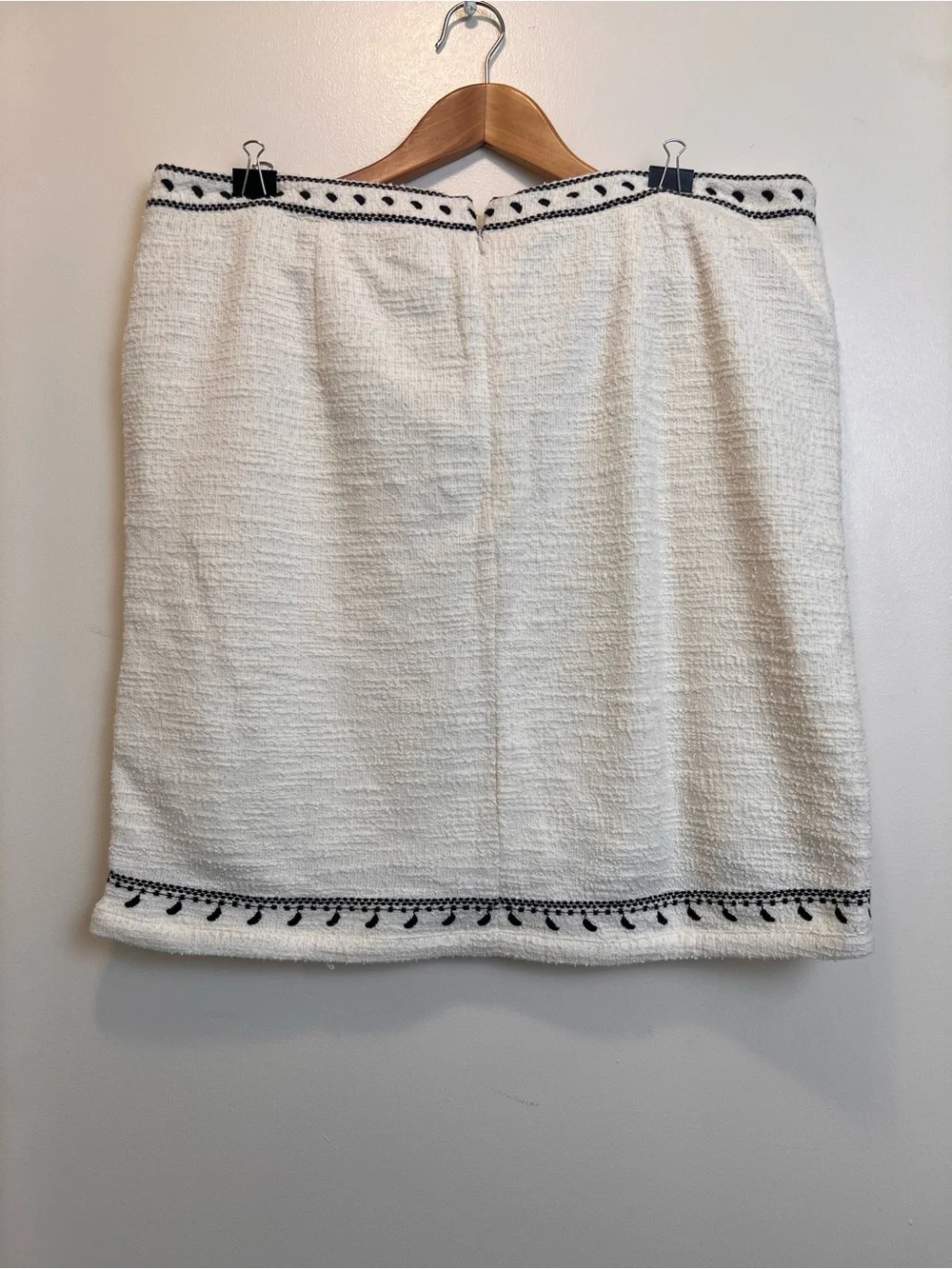 Dolan Left Coast Collection Textured Pencil Skirt Ivory Black Trim XL